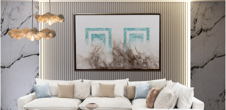Cuadro Decorativo Al Oleo Koi CL Azul