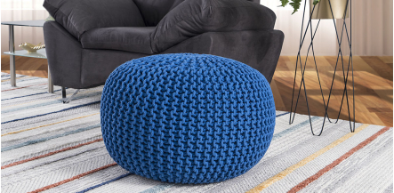 Puff Balboa Azul 60 x 60 Cm