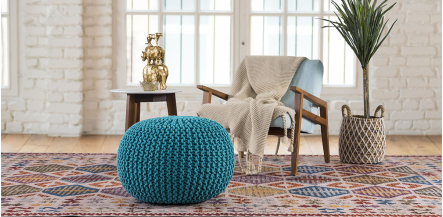 Puff Balboa Azul Turquesa 60 x 60 Cm
