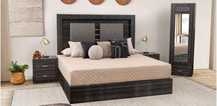 Recámara King Size Cairo Plus Gris 4 Piezas