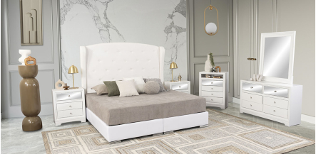 Recámara King Size Perla Plus Blanco 5 Piezas