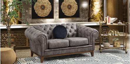 Sofá 2 Plazas Bonded Leather Begonia Gris