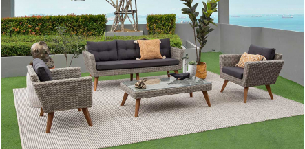 Sala De Jardín Rattan Vita Gris
