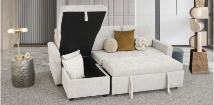 Sala Modular Con Baúl Y Cama Alta Rosh Gris 