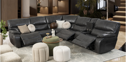 Sala Modular Con Reclinable Eléctrico Y Consola Rauda Gris