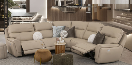 Sala Modular Con Reclinables Eléctricos Piel Darno Toffee (Boal)