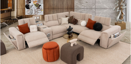 Sala Modular Con Reclinables Eléctricos Y Sistema De Sonido Envolvente Beat Beige