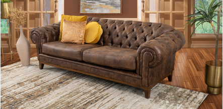 Sofá 3 Plazas Bonded Leather Begonia Café