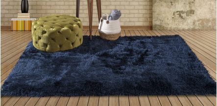 Tapete Decorativo 230x160 Cm Shaggy Azul Navy