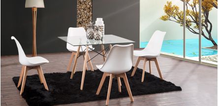 Comedor Cuadrado Atlas Con Sillas Arthus Blanco 5 Piezas
