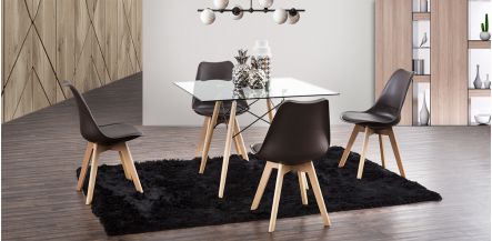 Comedor Cuadrado Atlas Con Sillas Arthus Café 5 Piezas