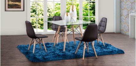 Comedor Cuadrado Atlas Con Sillas Angun Café 5 Piezas