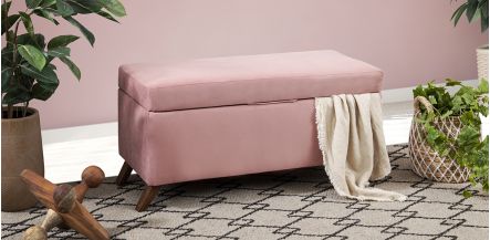 Banca Baúl Terciopelo Rod New Rosa 