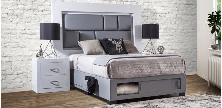 Base De Cama Cajonera Matrimonial Koren Gris