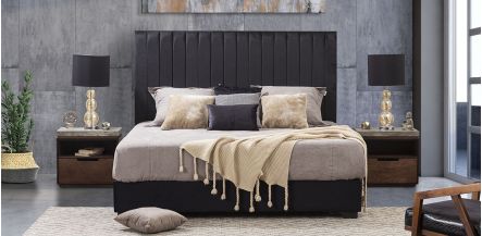 Cabecera King Size Terciopelo Megan Negro