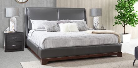 Cama King Size Piel Milán Gris 