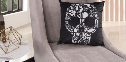 Cojín Decorativo Calavera Tela Negro