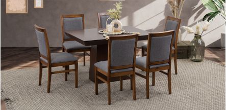Comedor De 120 CM Montreal Gris 7 Piezas