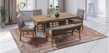 Comedor Anka Con Sillas Y Banca Invictus Gris 6 Piezas