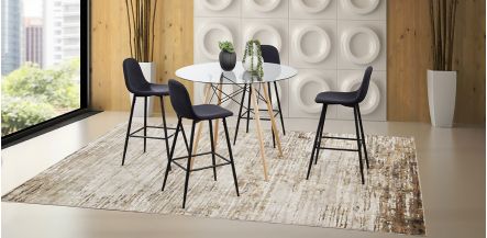 Comedor Bar Redondo Atlas Con Bancos Arlo Negro 5 Piezas