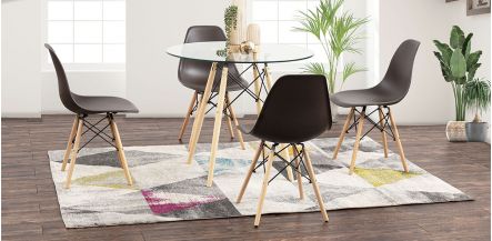 Comedor Redondo Atlas Con Sillas Café 5 Piezas