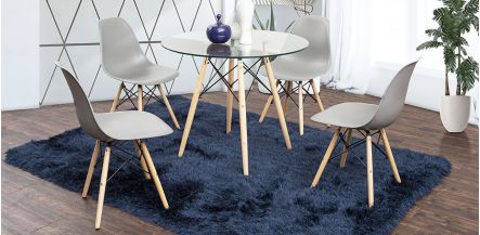 Comedor Redondo Atlas Con Sillas Gris 5 Piezas