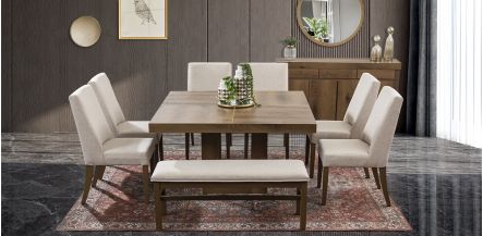 Comedor Cuadrado Anka Con Sillas y Banca Arena