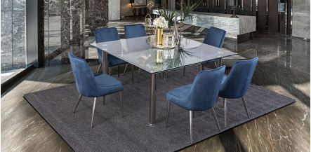 Comedor Cuadrado Enkel II Azul 7 Piezas