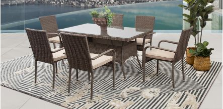 Comedor De Jardín Set  Bay Gris/Café Rattan