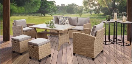 Comedor De Jardin Set Albany Gris/Café Rattan