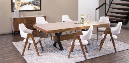 Comedor Rectangular 240 Cm Estocolmo Beige 7 Piezas