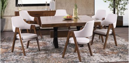 Comedor Cuadrado 150 Cm Estocolmo Beige 7 Piezas