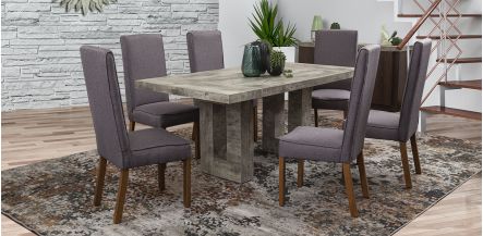 Comedor Rectangular Luxor Con Sillas Luxury Gris 7 Piezas