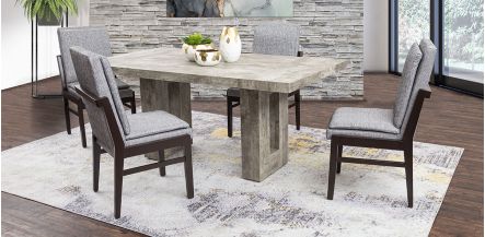 Comedor Luxor Con Sillas Baruj Crudo Jaspe Gris 5 Piezas