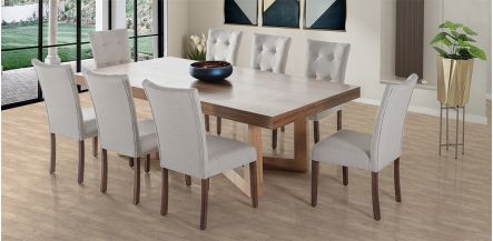 Comedor Rectangular Zeus 240 cm con 8 Sillas Góndola Beige