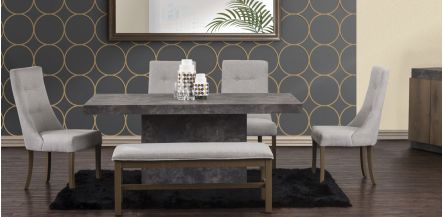 Comedor Rectangular 180 X 100 Cm Stone Gris 6 Piezas