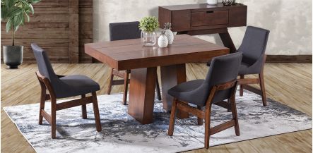 Comedor Odette Con Sillas Gris 5 Piezas