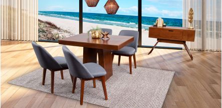 Comedor Odette PL Con Sillas Olaf Gris 5 Pzs