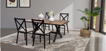 Comedor Rectangular Romeo Negro/Parota 5 Pzs