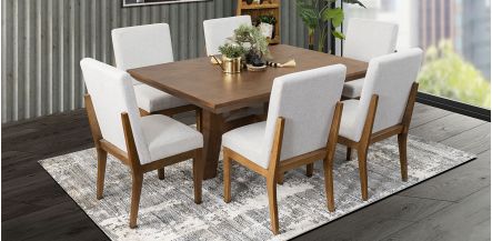Comedor Rectangular 160 Cm Kansas Gris 7 Piezas