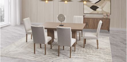 Comedor Rectangular Vanila Beige 7 Piezas