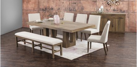 Comedor 240x120 Cm Anka Con Silla y Banca Beige 6 Piezas