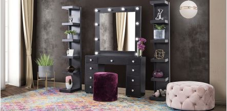 Cómoda Con Espejo Sweet Vanity Negro 120 cms