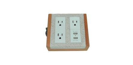 Multicontacto De 3 Puertos Eléctricos Y 2 USB Aantik Concreto Blanco Jaspeado