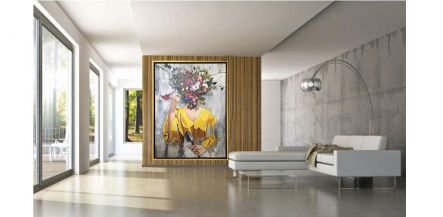 Cuadro Óleo Beauty Lienzo Amarillo 138 X 108cm