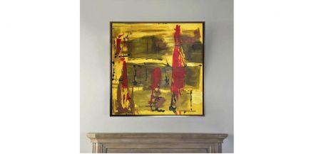 Cuadro Técnica Mixta Virtud Lienzo Amarillo 98 X 98cm