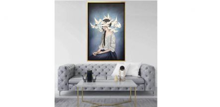 Cuadro Óleo Soledad Lienzo Azul 178 X 108cm