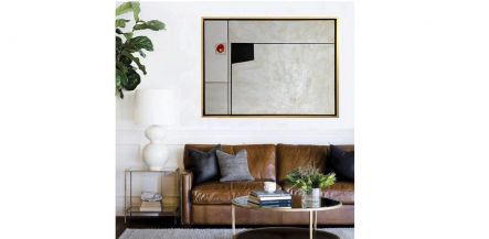 Cuadro Tecnica Mixta Flor Lienzo Beige 128 X 98cm