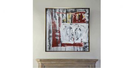 Cuadro Técnica Mixta Beat Lienzo Rojo 98 X 98cm