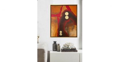 Cuadro Técnica Mixta Fuego Lienzo Rojo 118 X 98cm